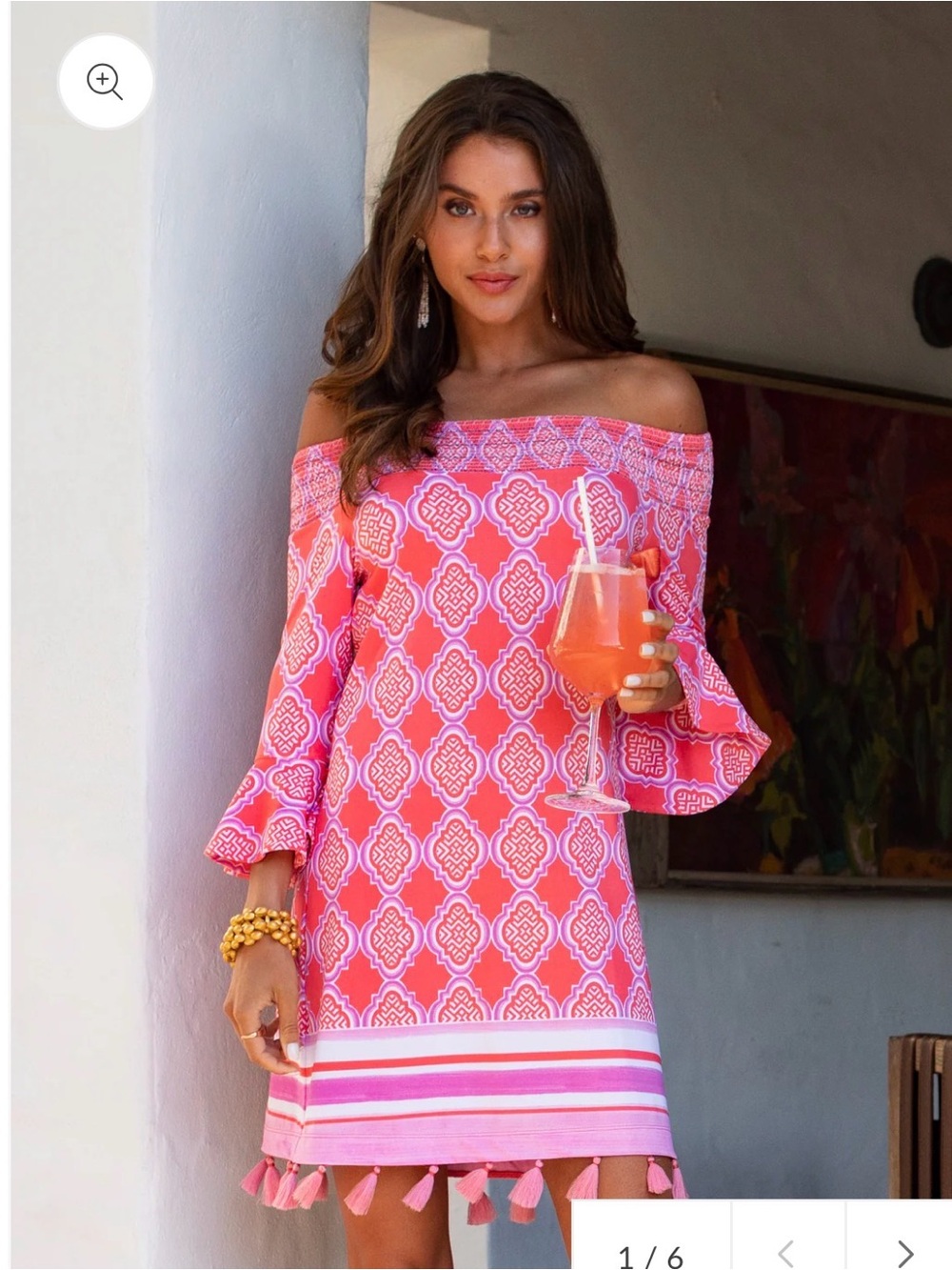 NWT CABANA LIFE Coral Geo Off The Shoulder Dress - S